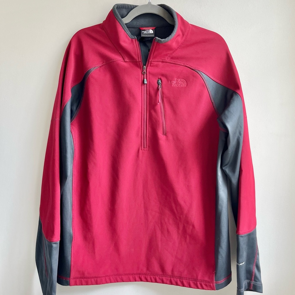 The North Face | Red and Gray 1/2 Zip Flashdry Performance Jacket